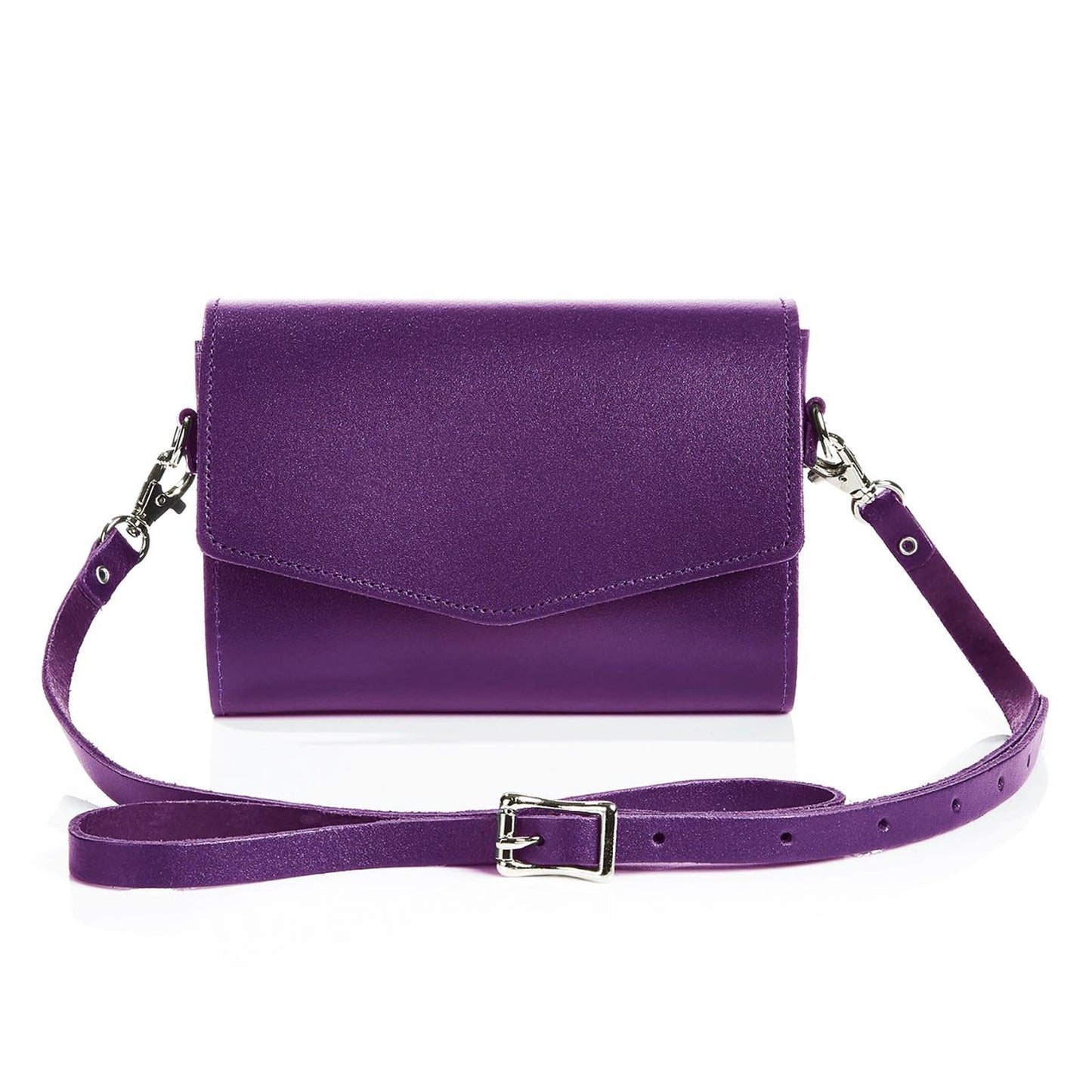 Handmade Leather Clutch Bag - Purple-0