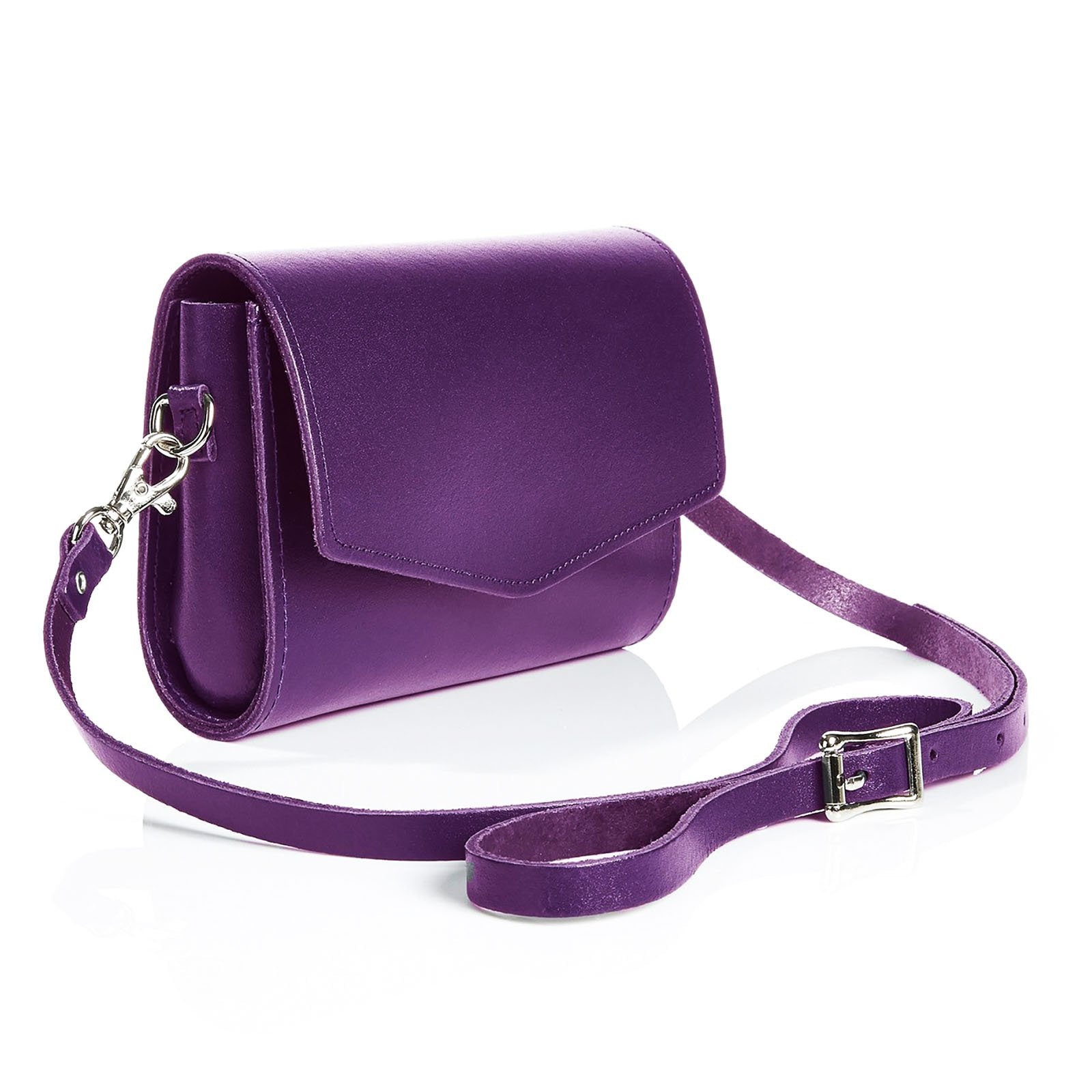 Handmade Leather Clutch Bag - Purple-1