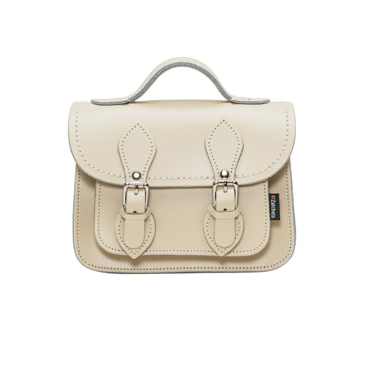 Handmade Leather Micro Satchel - Pastel Cream-0