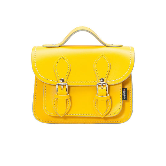 Handmade Leather Micro Satchel - Pastel Daffodil Yellow-0