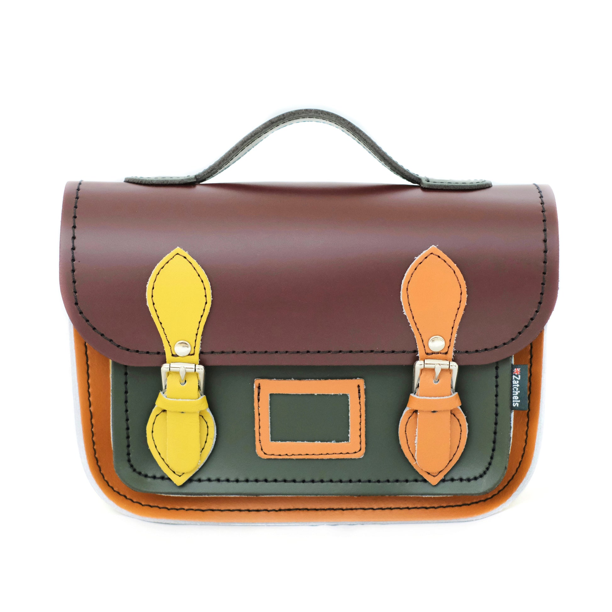 Leather Midi Satchel - Autumnal Kaleidoscope-0