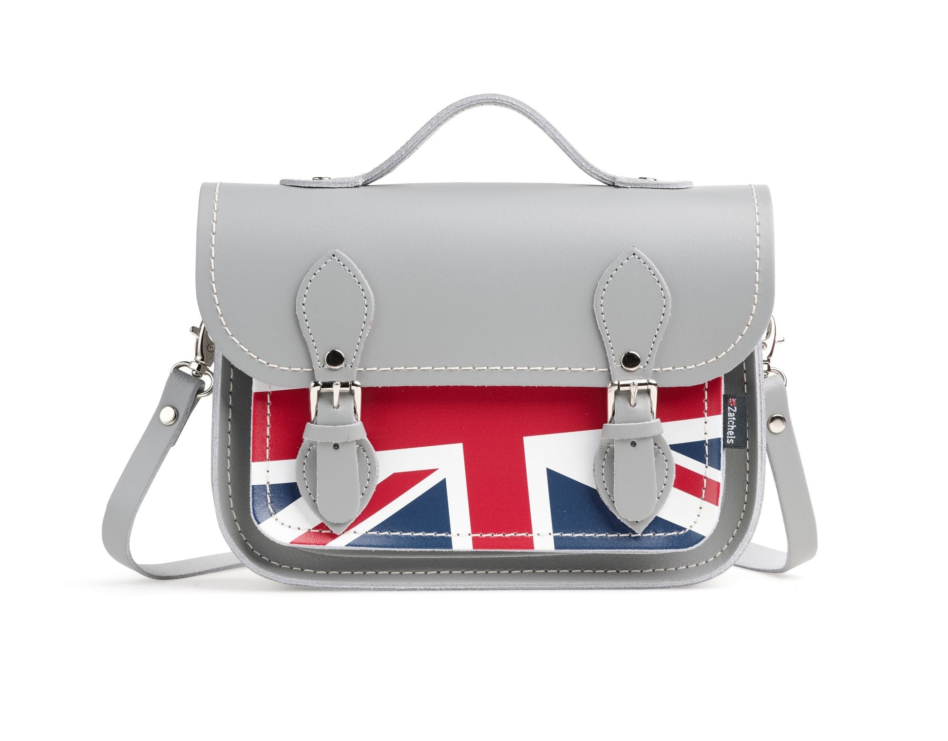 Union Jack Midi Satchel - Ghost Grey-0