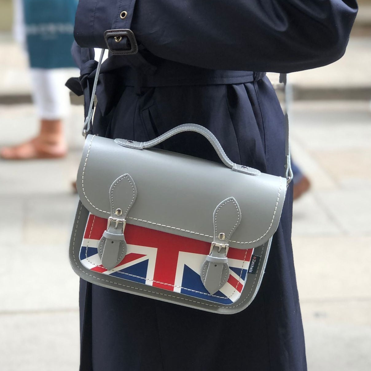 Union Jack Midi Satchel - Ghost Grey-3