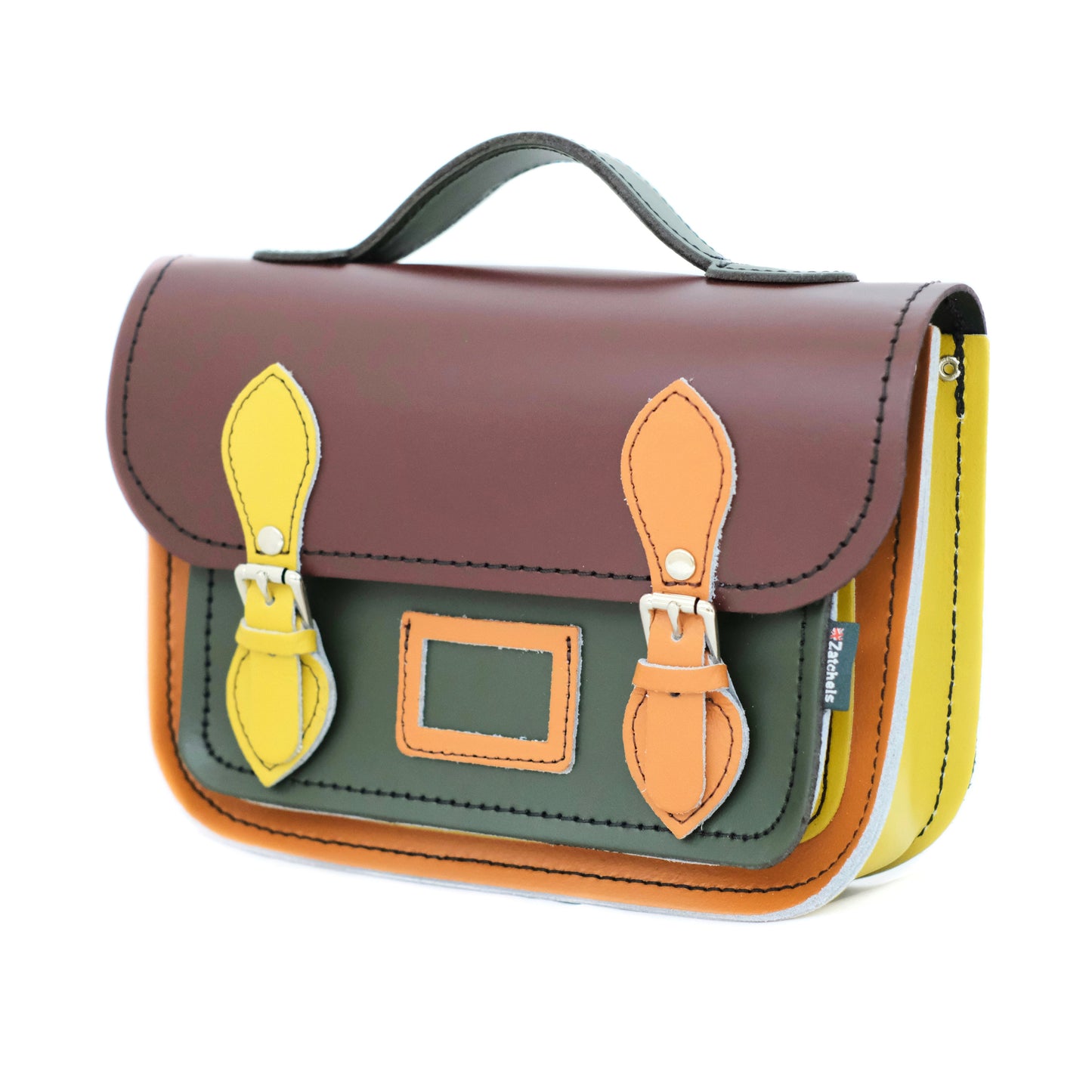 Leather Midi Satchel - Autumnal Kaleidoscope-1