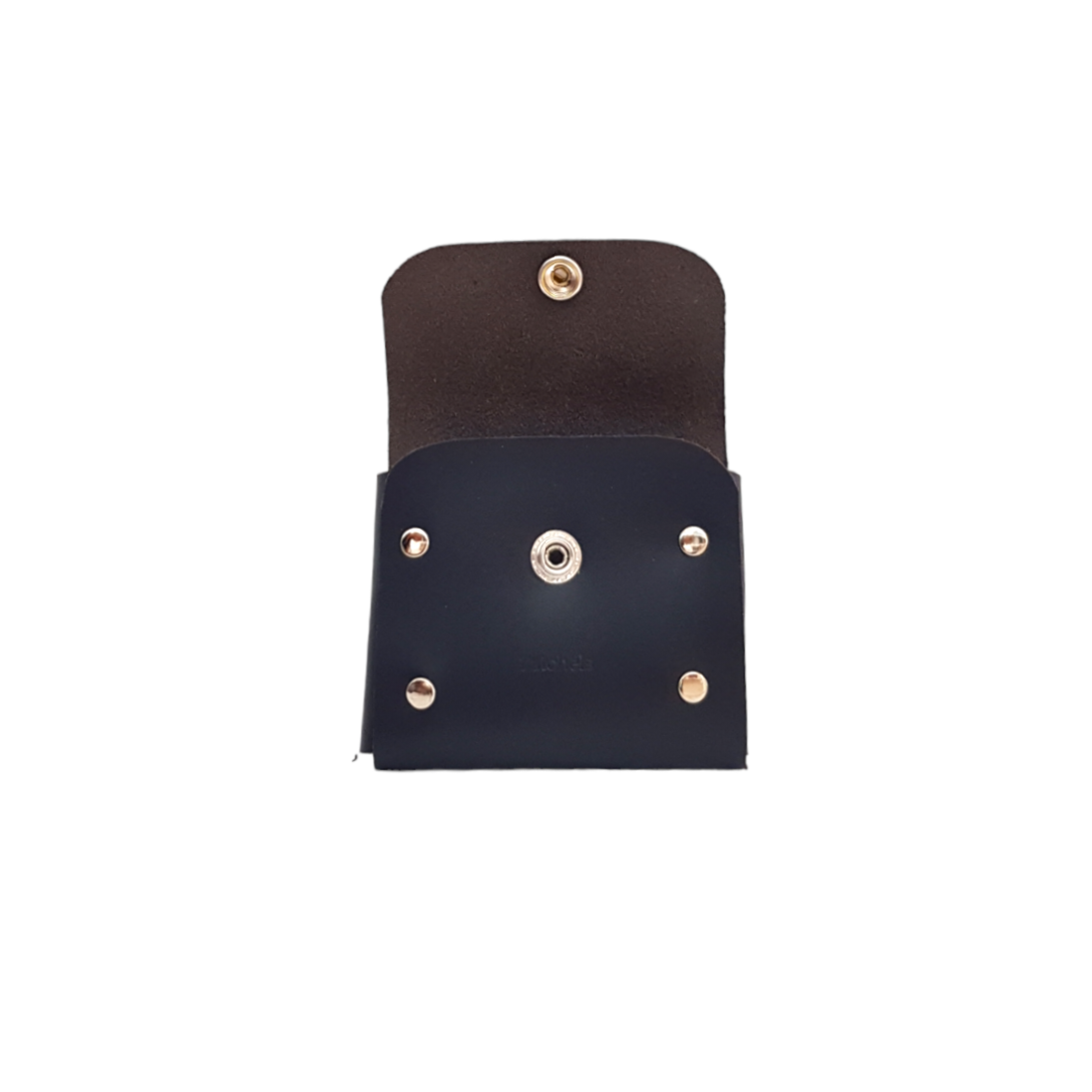 Handmade Leather Simple Coin Purse - Navy-1