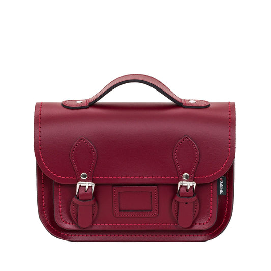 Leather Midi Satchel - Oxblood-0