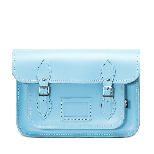 Handmade Leather Satchel - Pastel Baby Blue-0