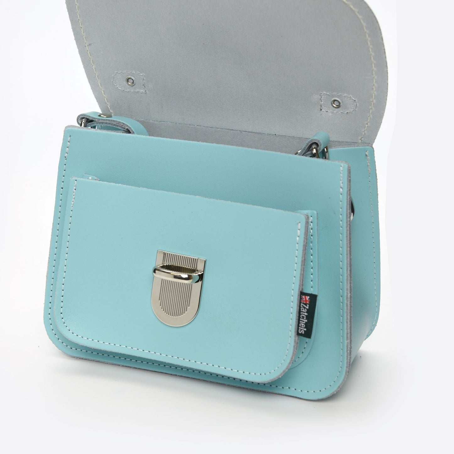 Luna Handmade Leather Bag - Baby Blue-2