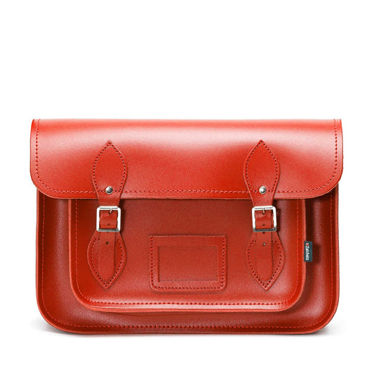 Handmade Leather Satchel - Pillar Box Red-0