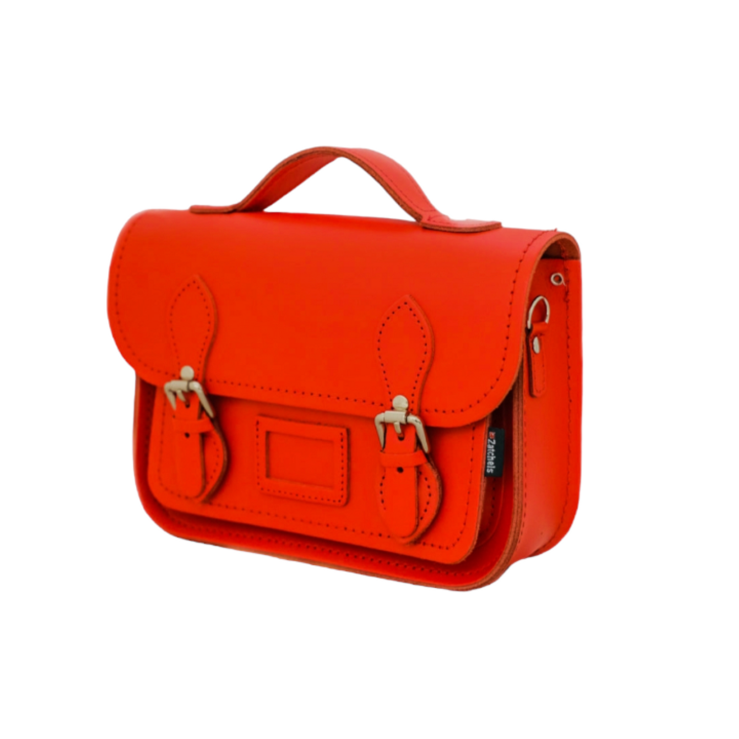 Leather Midi Satchel - Pillar Box Red-1