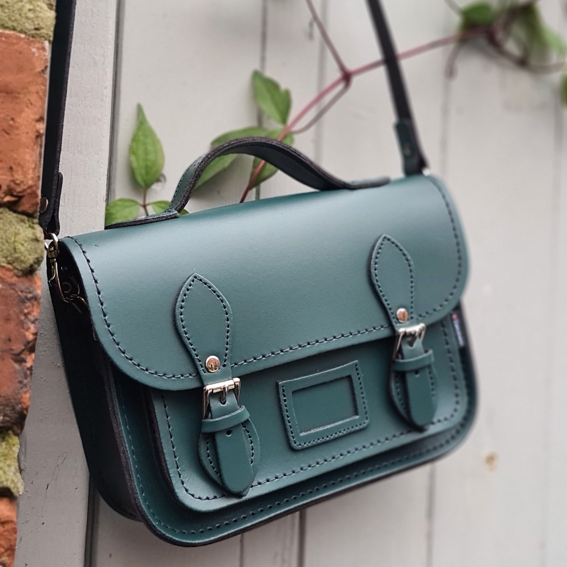 Leather Midi Satchel - Pine-3