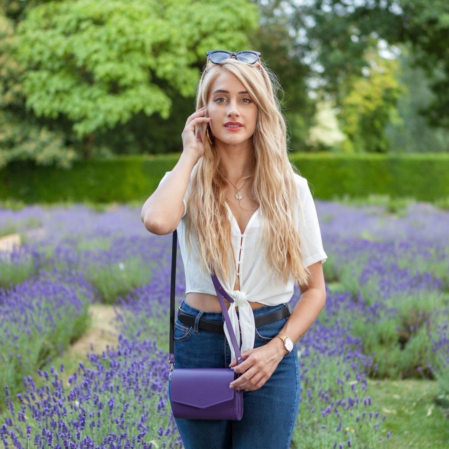 Handmade Leather Clutch Bag - Purple-2