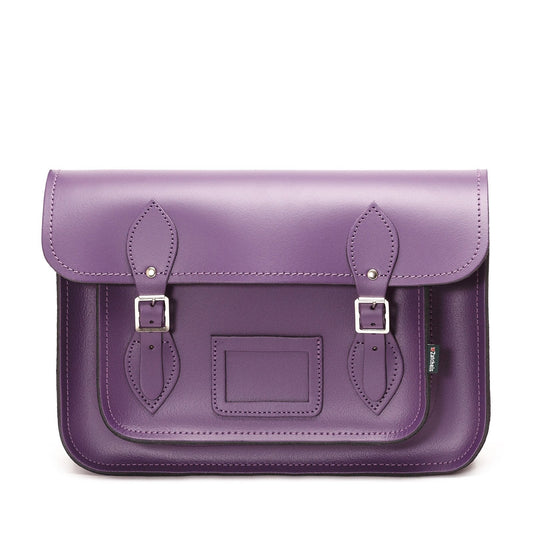 Handmade Leather Satchel - Purple-0