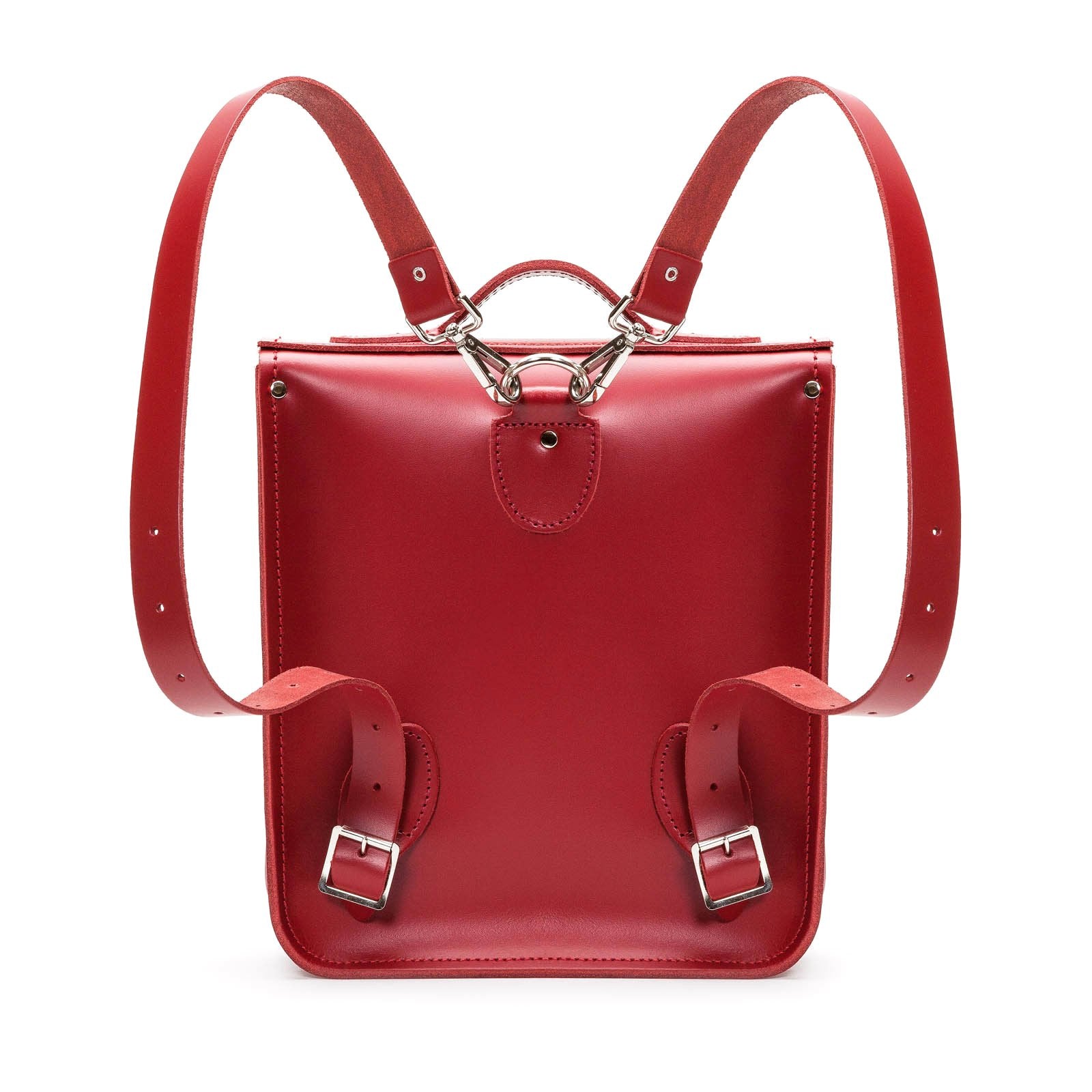 Handmade Leather City Backpack - Red-2