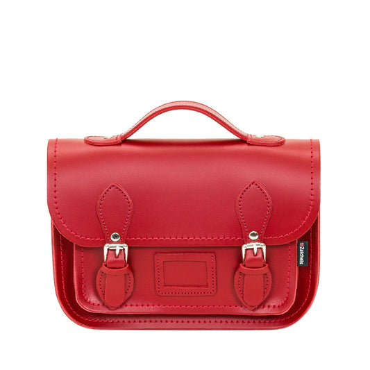 Leather Midi Satchel - Red-0