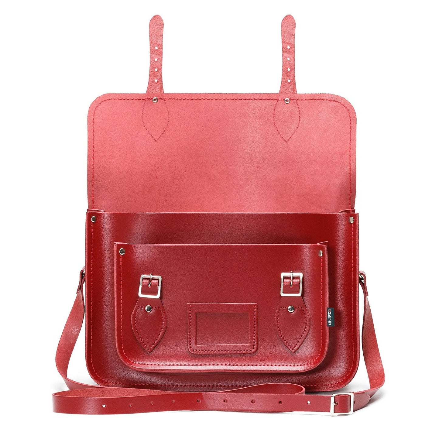 Handmade Leather Satchel - Red-3