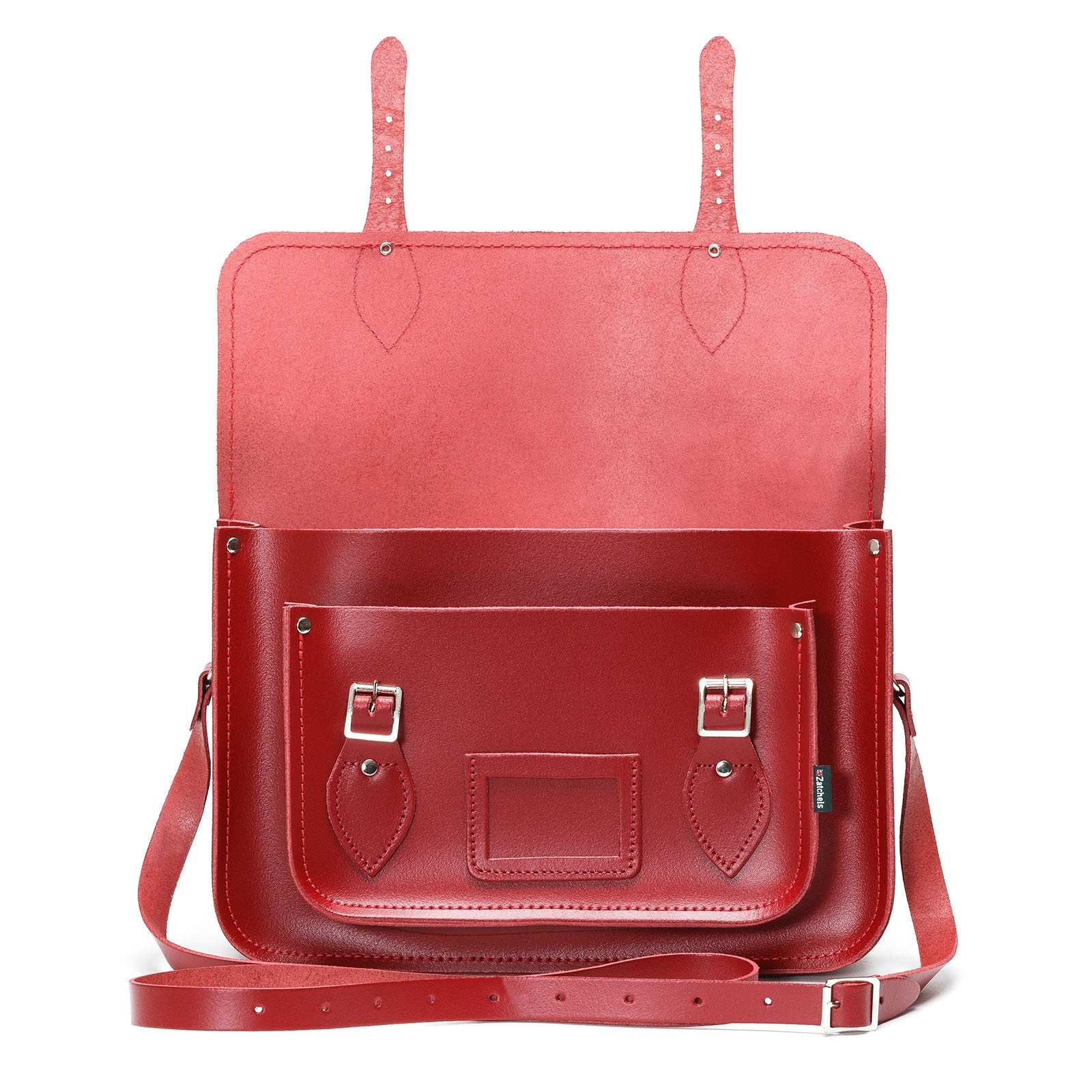 Handmade Leather Satchel - Red-3