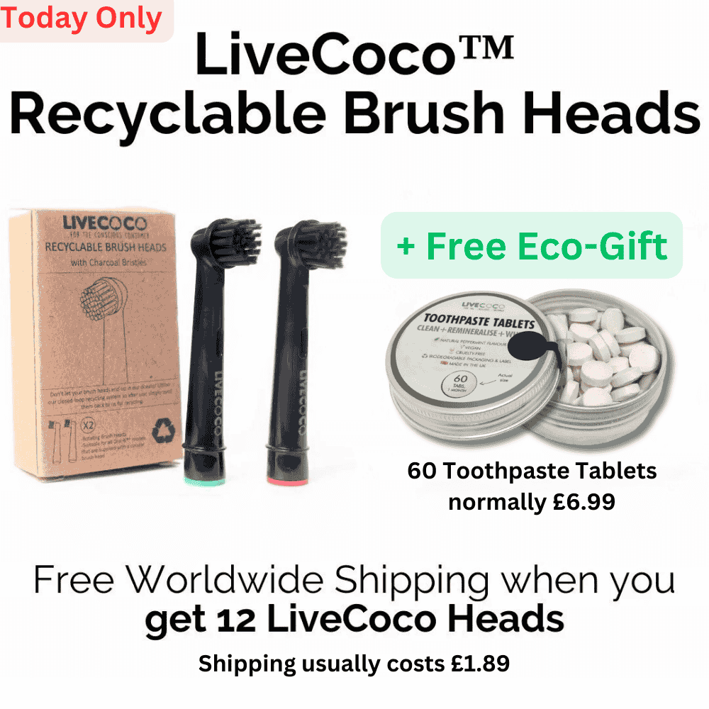 LiveCoco™ Recyclable Toothbrush Heads - 60 FREE TOOTHPASTE TABLETS-0