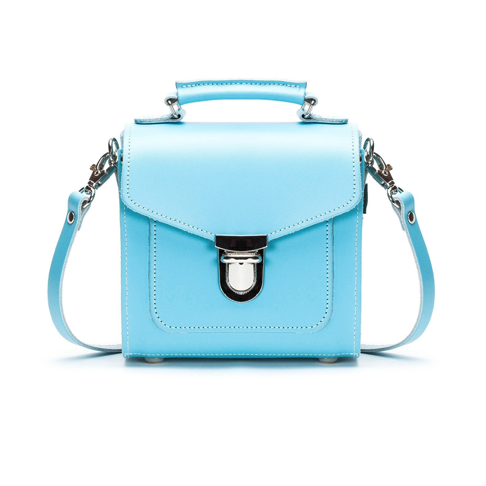 Handmade Leather Sugarcube Handbag - Pastel Baby Blue-0