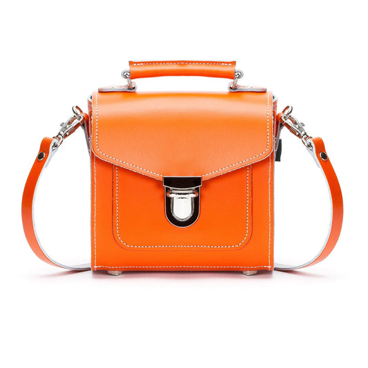 Handmade Leather Sugarcube Handbag - Orange-0