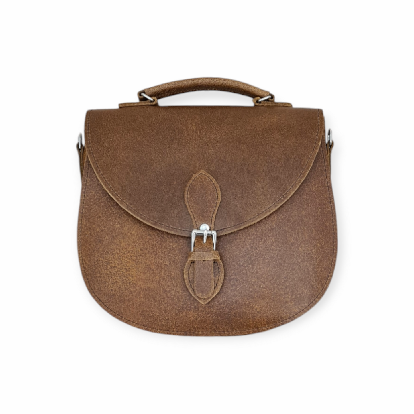 Handmade Tannery Leather Saddle Bag - Tan-0