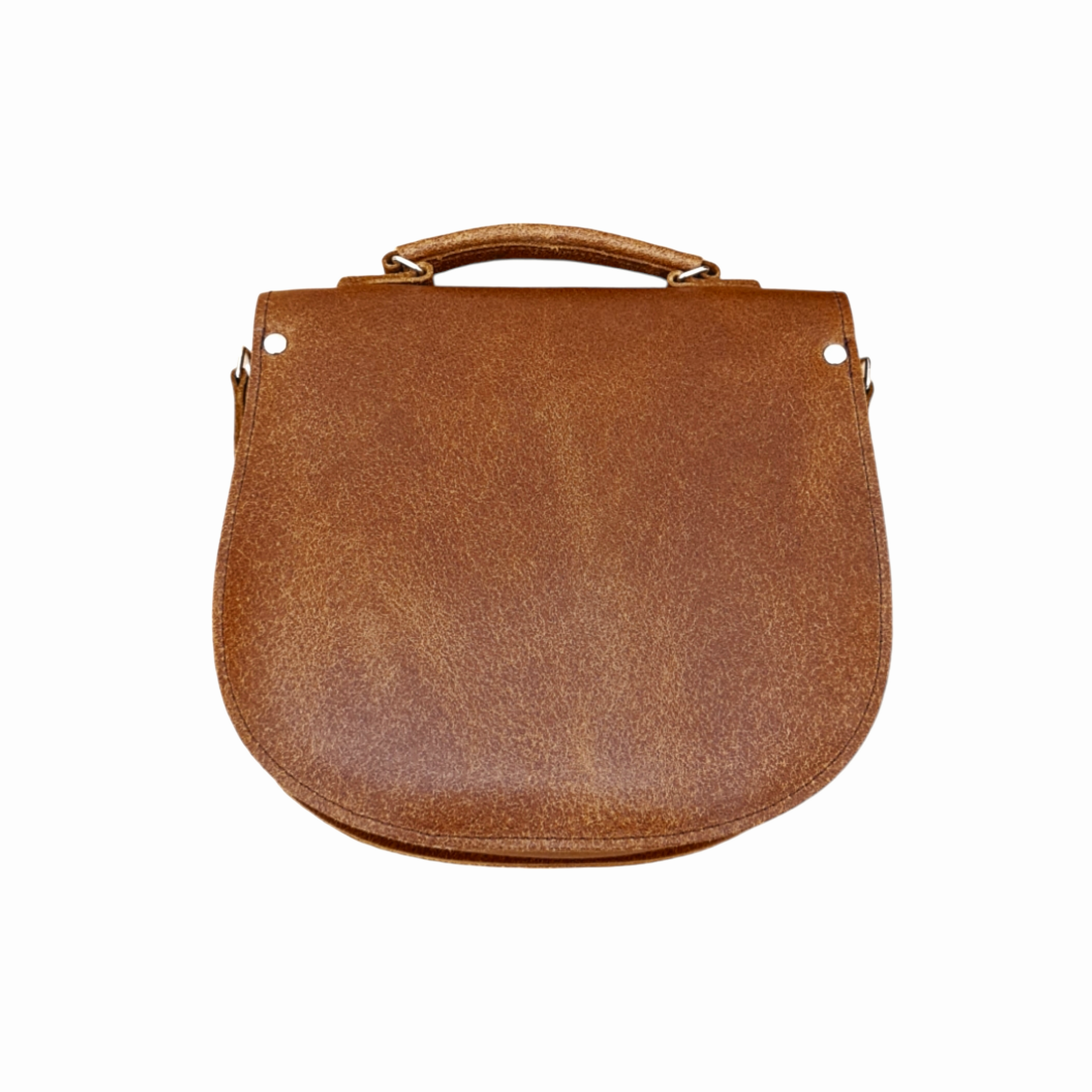 Handmade Tannery Leather Saddle Bag - Tan-3