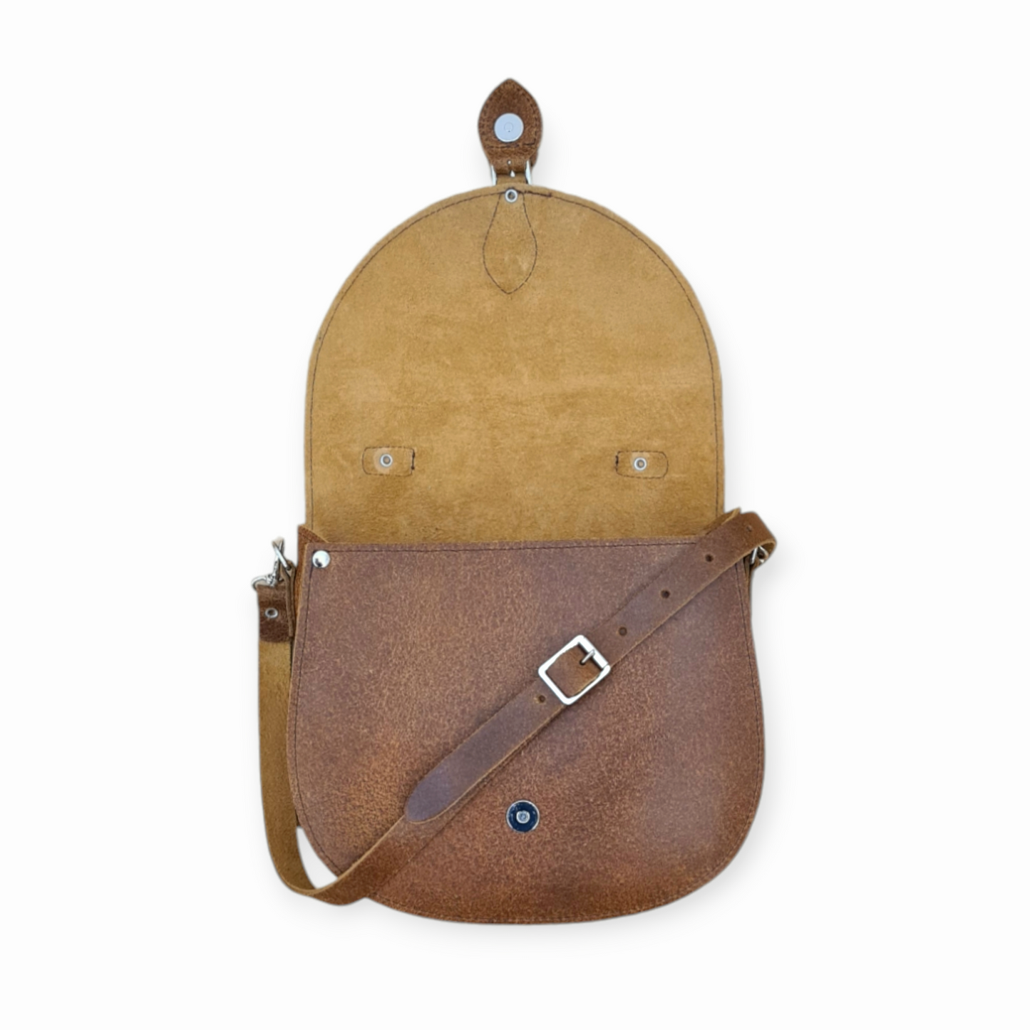 Handmade Tannery Leather Saddle Bag - Tan-1