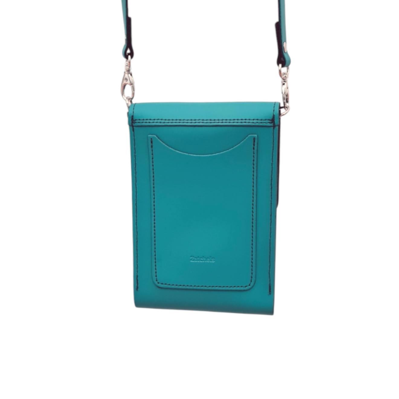 Handmade Leather Push Lock Phone Pouch - Teal-4