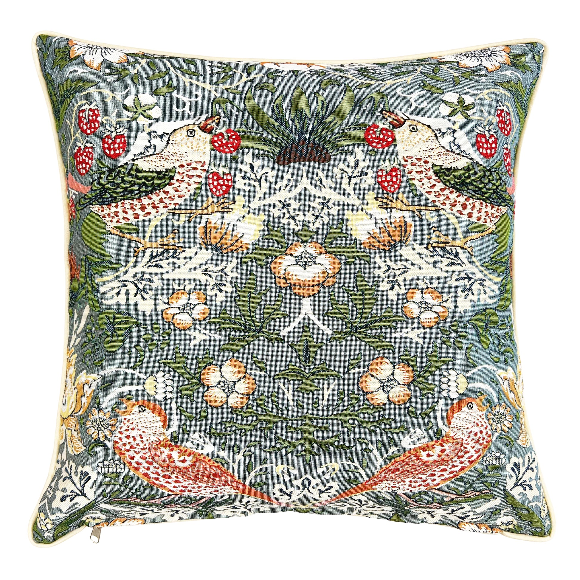 William Morris Strawberry Thief Grey - Panelled Cushion Cover 45cm*45cm-0