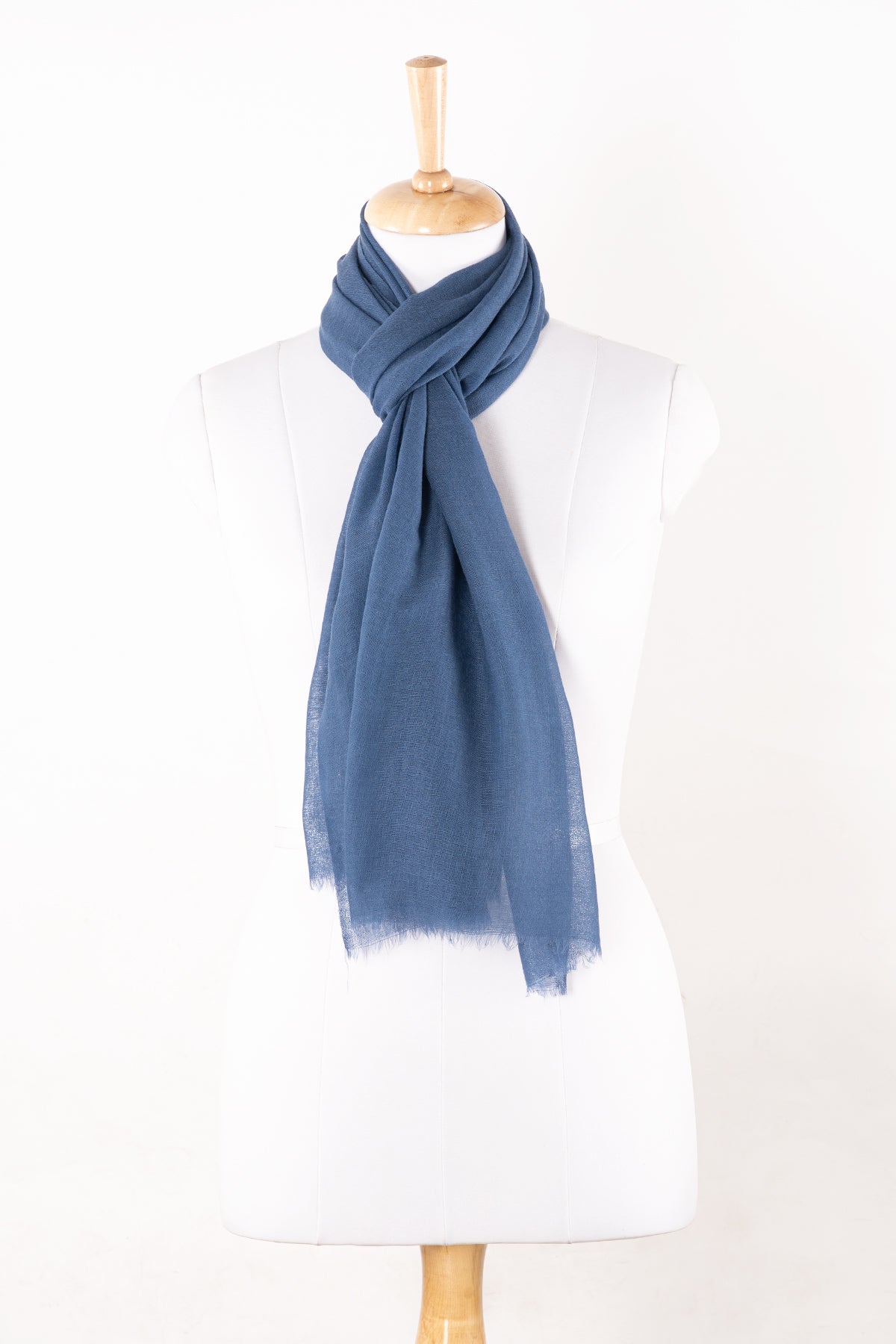 Plain Weave Gauze Merino Wool Scarf - Royal Blue-0