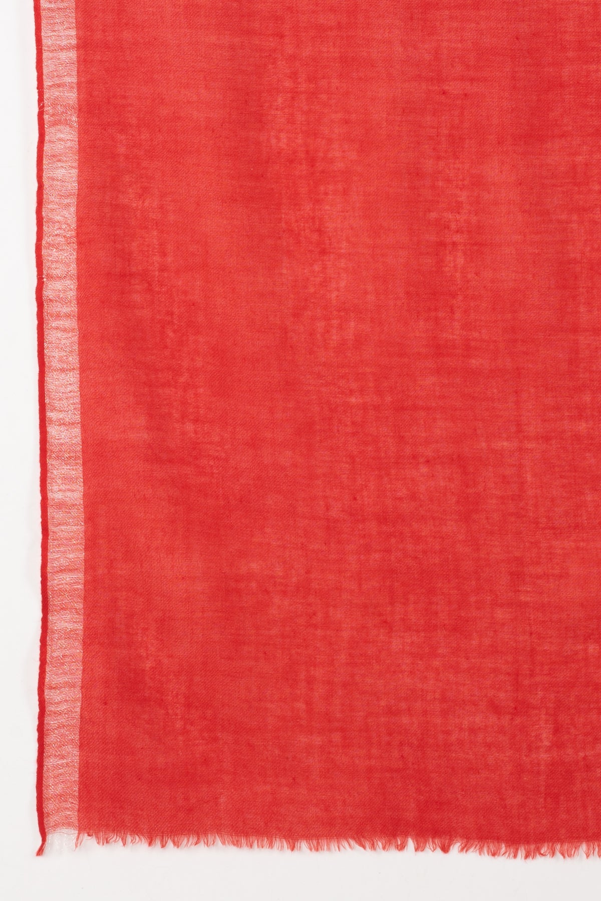 Twill Weave with Silver Lurex Border Merino Wool Scarf - Red-2