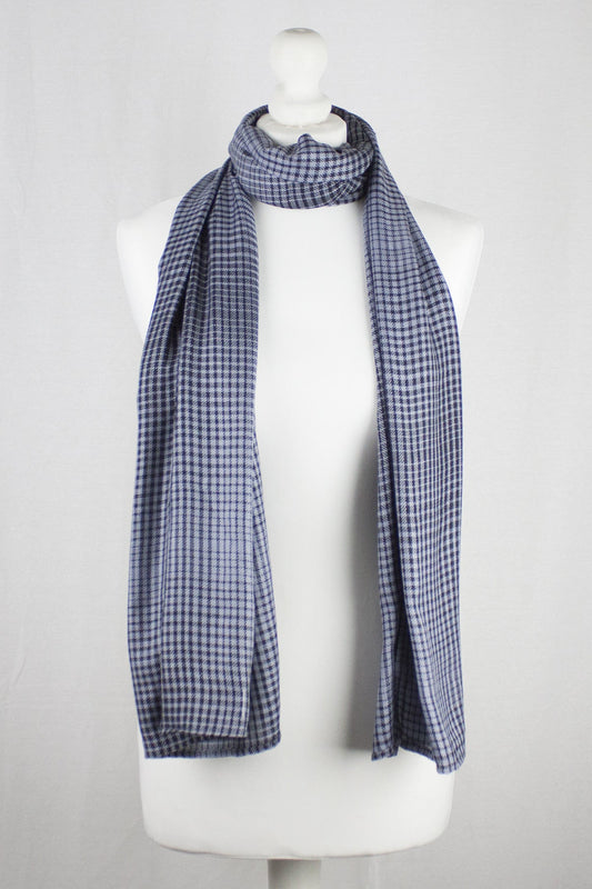 Gradient Checks Twill Weave Viscose Scarf - Grey Black-0