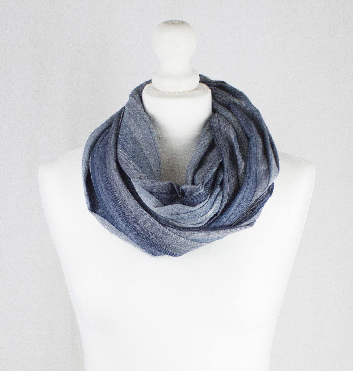 Gradient Stripes Cotton Scarf - Grey Navy Black-1