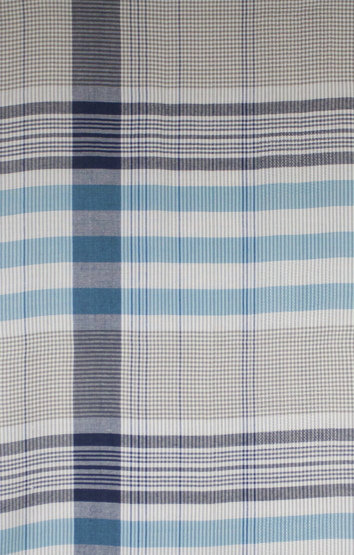 Checks and Stripes Textured Weave Viscose Scarf - Blue Navy Beige-3