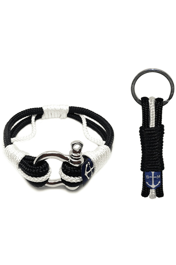 Atlantic Breeze Black and White Nautical Bracelet and Keychain-0