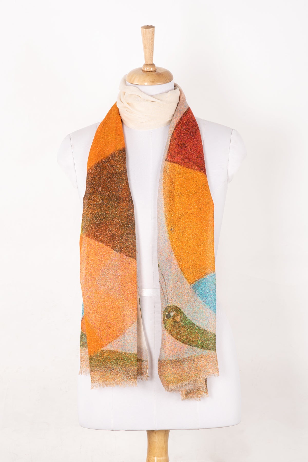 Snail Print Cotton Modal Scarf - Multicoloured-1