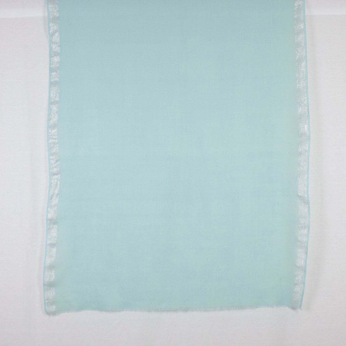 Twill Weave with Silver Lurex Border Merino Wool Scarf - Mint Green-3