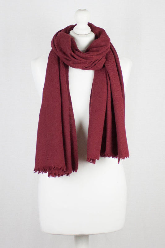 Diamond Weave Merino Wool Scarf - Red-0