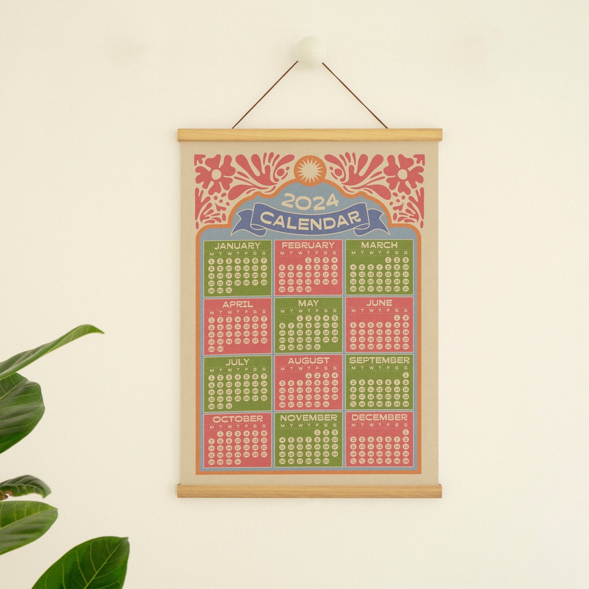 2024 Boho Calendar Print Wall Planner-0