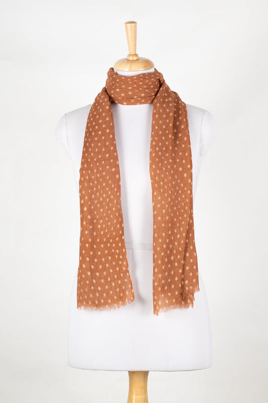 Polka Dots Illusion Merino Wool Scarf - Burnt Orange-0