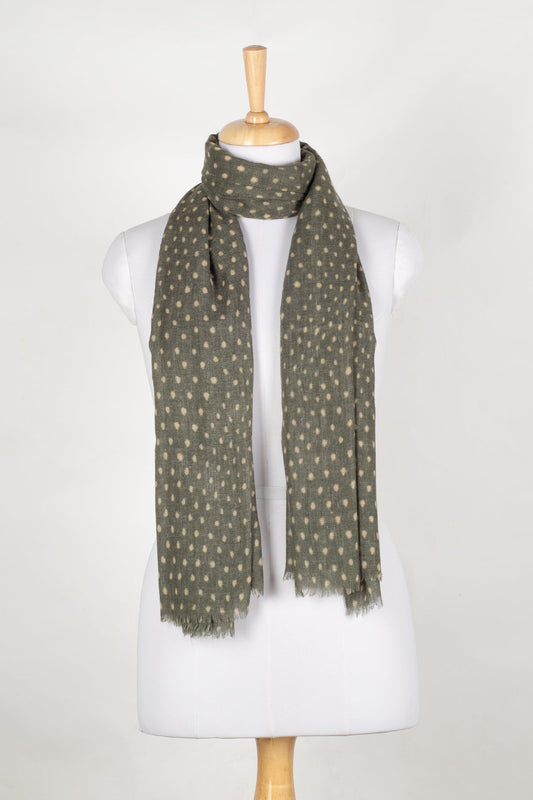 Polka Dots Illusion Merino Wool Scarf - Green-0