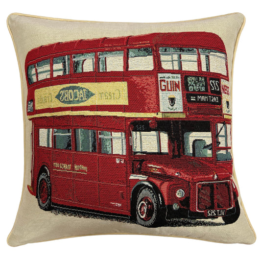Double Decker Bus - Panelled Cushion Cover 45cm*45cm-0