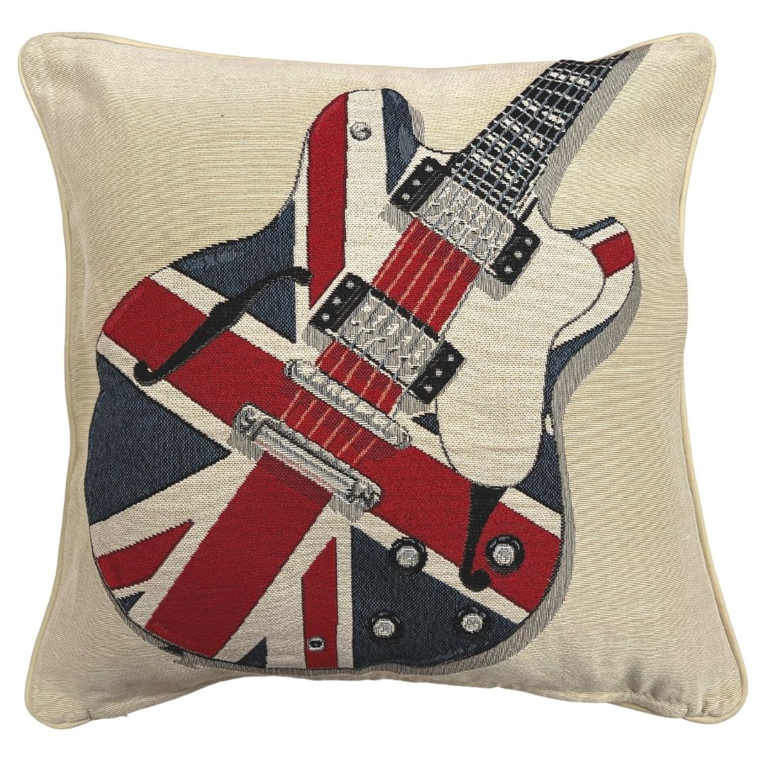 Union Jack Guitar - Panelled Cushion Cover 45cm*45cm-0