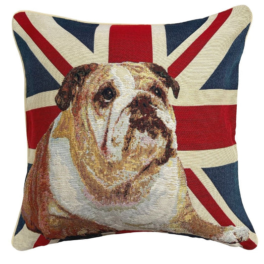 Union Jack Bulldog - Panelled Cushion Cover 45cm*45cm-0