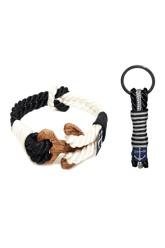 Twisted Rory Wood Nautical Bracelet and Keychain-0