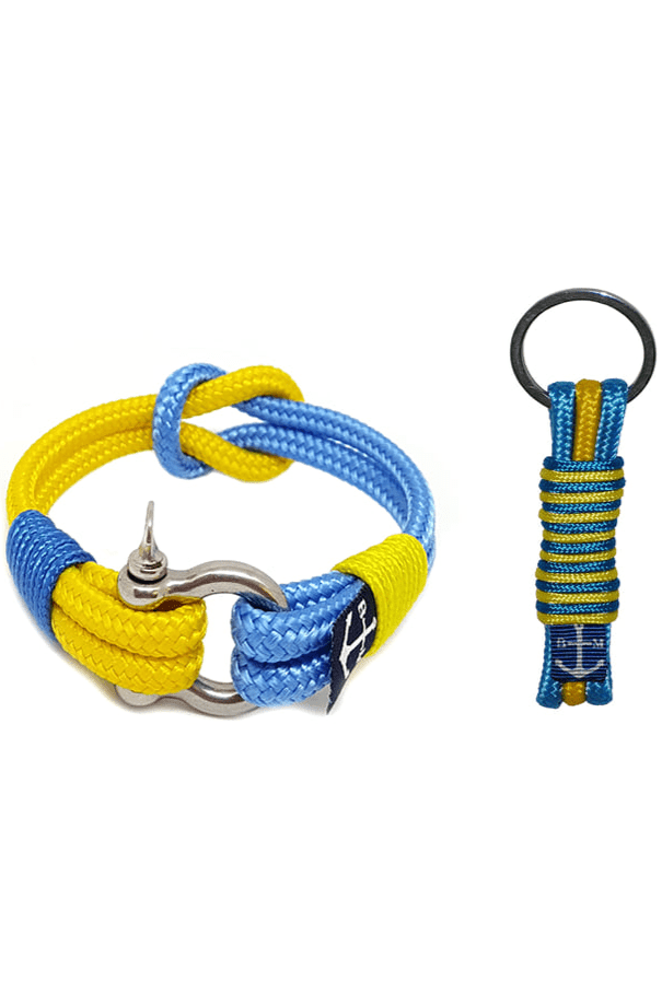 Yellow and Blue Rope Bracelet and Keychain-0