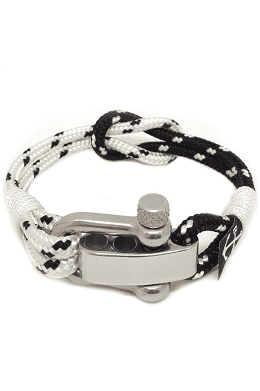 Adjustable Shackle Black and White Bracelet-0