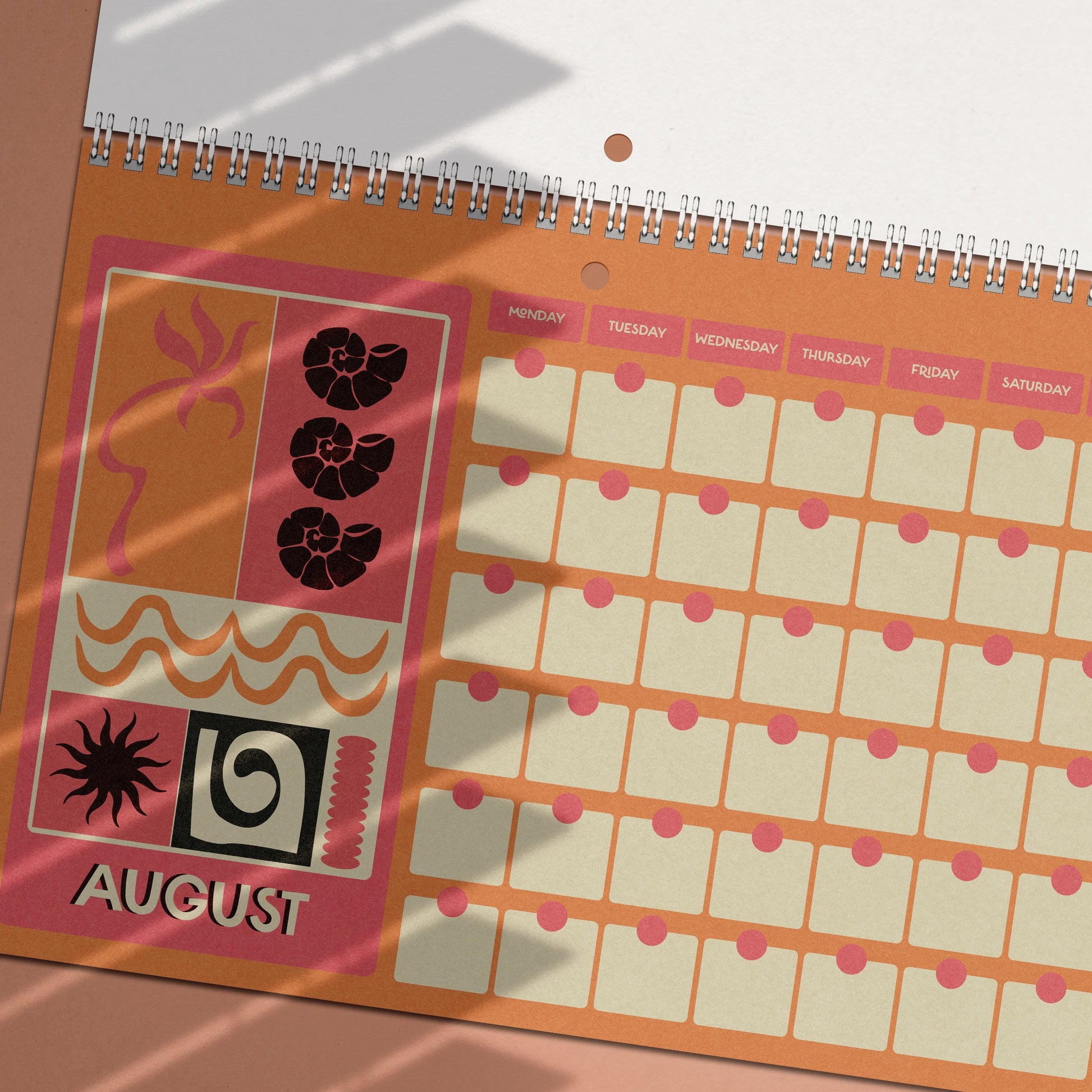Undated Monthly Calendar | Wall Planner | Matisse Inspired | A4 Landscape | 12 month wirebound hanging calendar-5