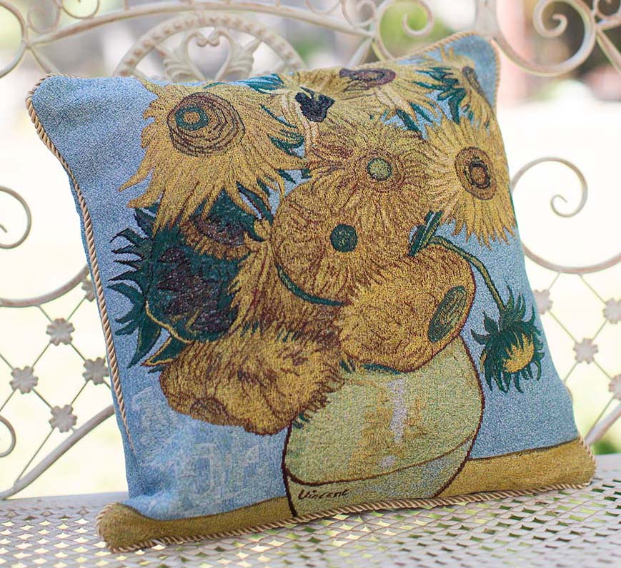 Van Gogh Sun Flower - Cushion Cover Art 45cm*45cm-1