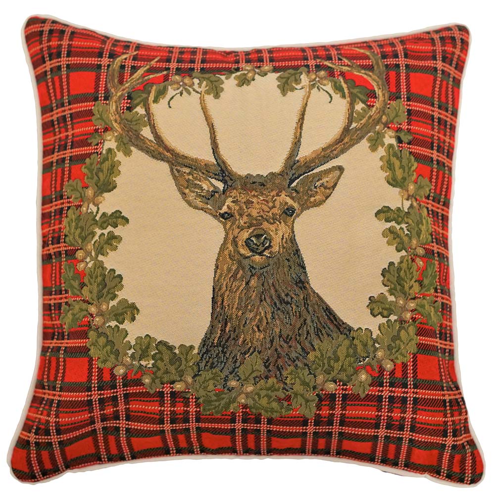 Stag Tartan - Panelled Cushion Cover-1